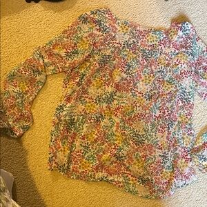 LOFT Multicolor Leaf Print Blouse